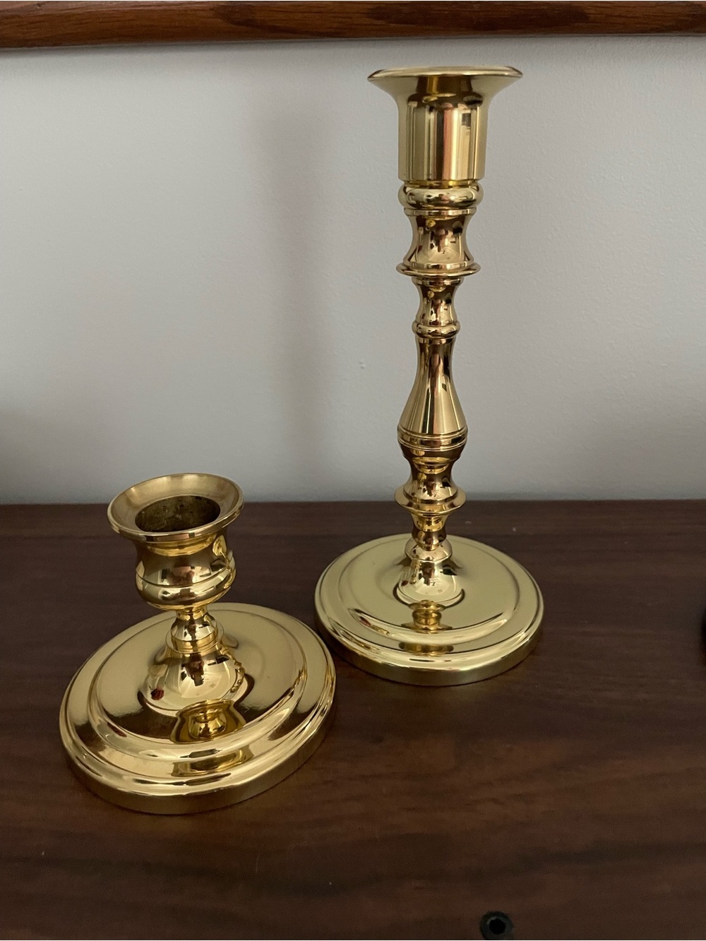 Brass Finish Candle Holder Pair - Gold